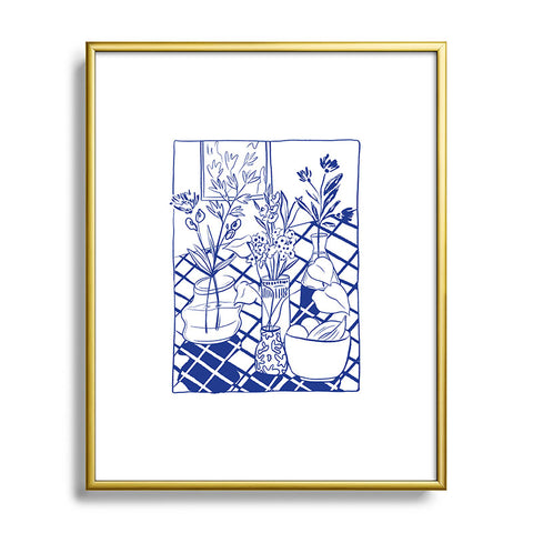 LouBruzzoni Blue line vases Metal Framed Art Print