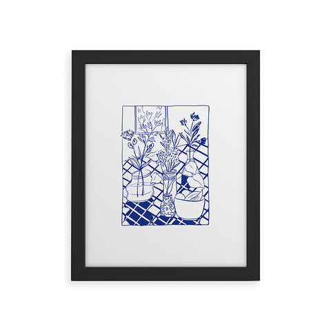 LouBruzzoni Blue line vases Framed Art Print