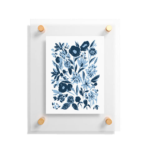 LouBruzzoni Blue monochrome artsy wildflowers Floating Acrylic Print
