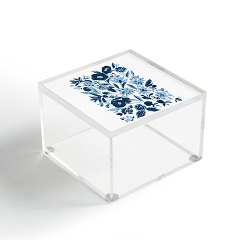 LouBruzzoni Blue monochrome artsy wildflowers Acrylic Box