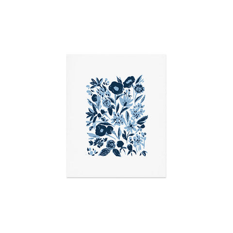 LouBruzzoni Blue monochrome artsy wildflowers Art Print