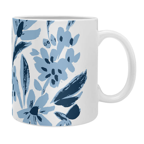 LouBruzzoni Blue monochrome artsy wildflowers Coffee Mug