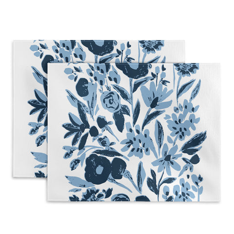 LouBruzzoni Blue monochrome artsy wildflowers Placemat