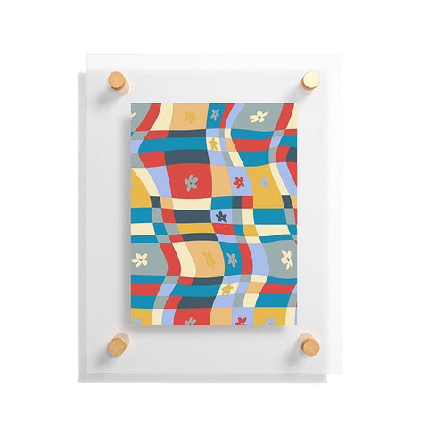 LouBruzzoni Colorful wavy checkerboard Floating Acrylic Print