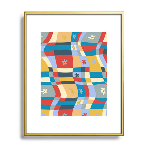 LouBruzzoni Colorful wavy checkerboard Metal Framed Art Print