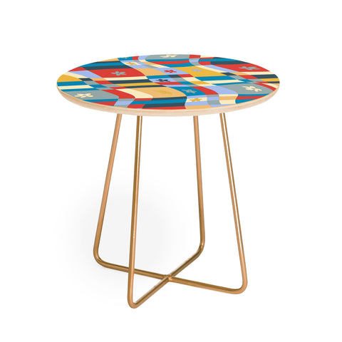 LouBruzzoni Colorful wavy checkerboard Round Side Table