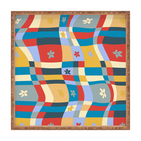 LouBruzzoni Colorful wavy checkerboard Square Tray