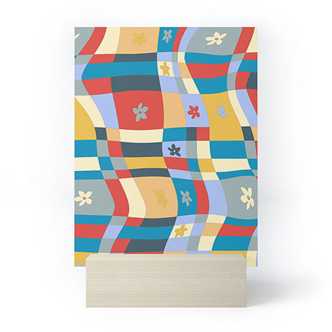 LouBruzzoni Colorful wavy checkerboard Mini Art Print