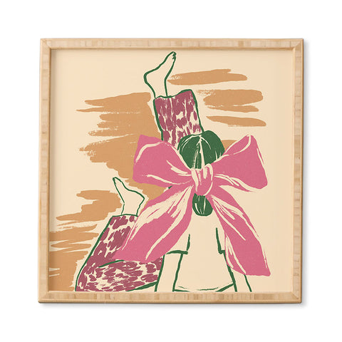 LouBruzzoni Girl With A Pink Bow Framed Wall Art