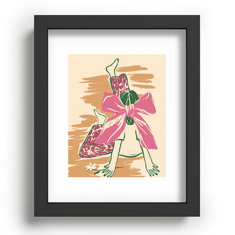 LouBruzzoni Girl With A Pink Bow Recessed Framing Rectangle