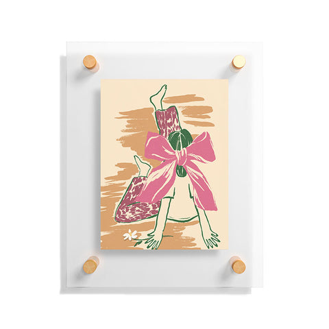 LouBruzzoni Girl With A Pink Bow Floating Acrylic Print