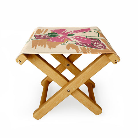LouBruzzoni Girl With A Pink Bow Folding Stool