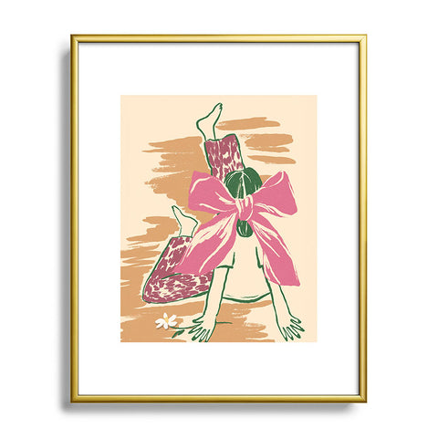 LouBruzzoni Girl With A Pink Bow Metal Framed Art Print