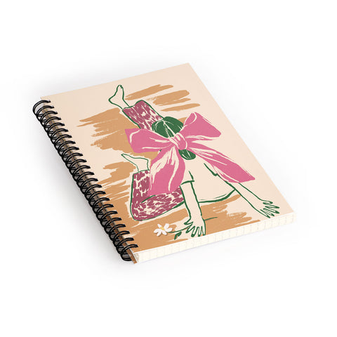 LouBruzzoni Girl With A Pink Bow Spiral Notebook