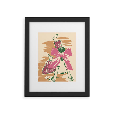 LouBruzzoni Girl With A Pink Bow Framed Art Print