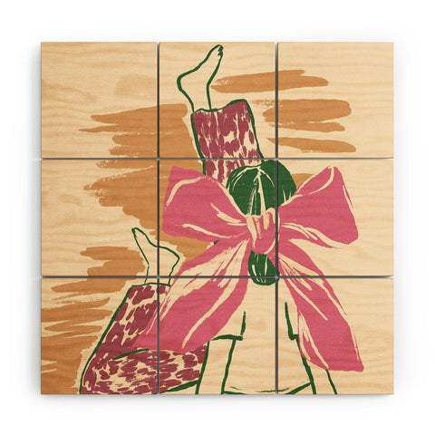 LouBruzzoni Girl With A Pink Bow Wood Wall Mural