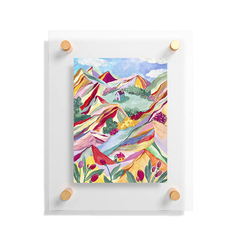 LouBruzzoni Gouache rainbow landscape Floating Acrylic Print