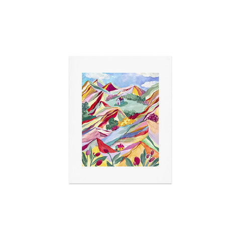 LouBruzzoni Gouache rainbow landscape Art Print