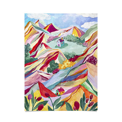 LouBruzzoni Gouache rainbow landscape Poster