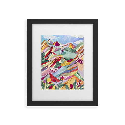 LouBruzzoni Gouache rainbow landscape Framed Art Print
