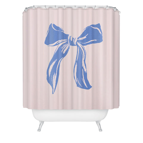 LouBruzzoni Light blue bow Shower Curtain