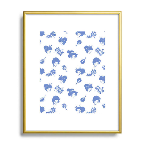 LouBruzzoni Light blue japanese pattern Metal Framed Art Print