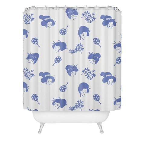 LouBruzzoni Light blue japanese pattern Shower Curtain