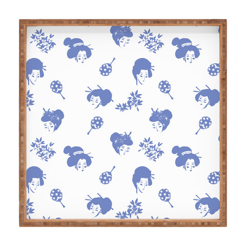 LouBruzzoni Light blue japanese pattern Square Tray