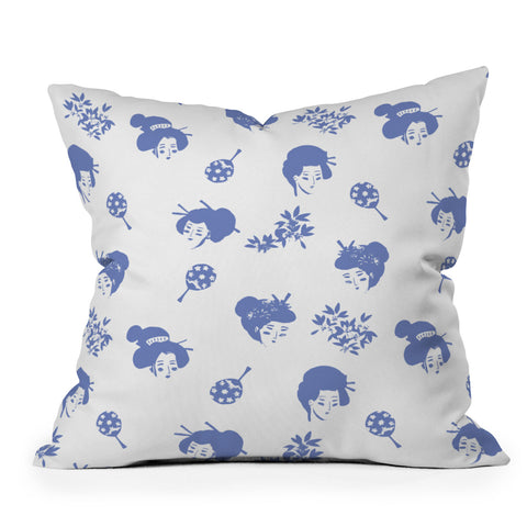 LouBruzzoni Light blue japanese pattern Outdoor Throw Pillow