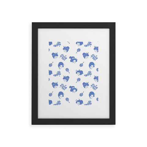 LouBruzzoni Light blue japanese pattern Framed Art Print