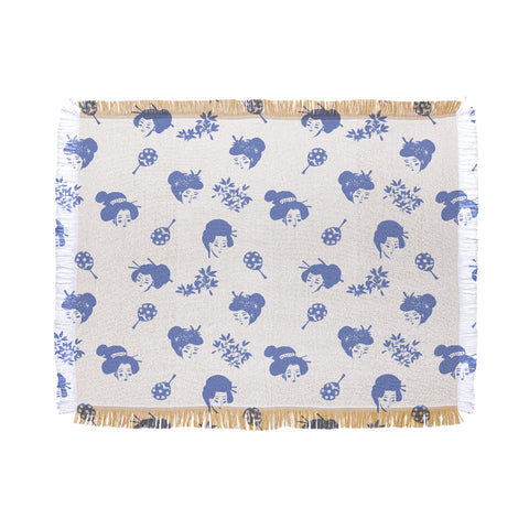 LouBruzzoni Light blue japanese pattern Throw Blanket