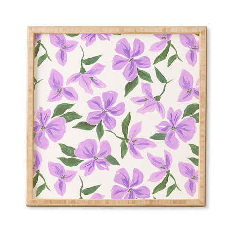 LouBruzzoni Lilac gouache flowers Framed Wall Art