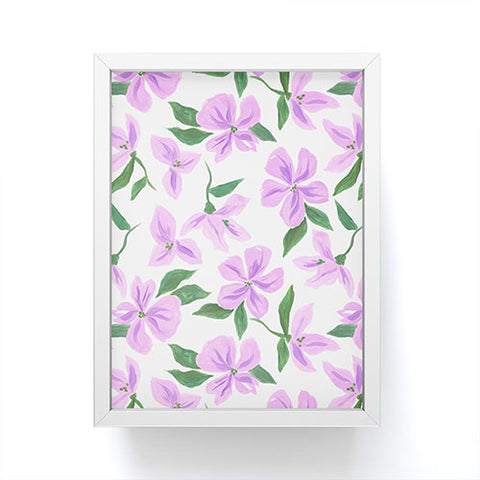 LouBruzzoni Lilac gouache flowers Framed Mini Art Print