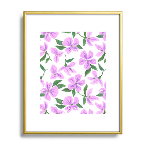 LouBruzzoni Lilac gouache flowers Metal Framed Art Print