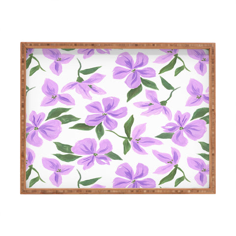 LouBruzzoni Lilac gouache flowers Rectangular Tray