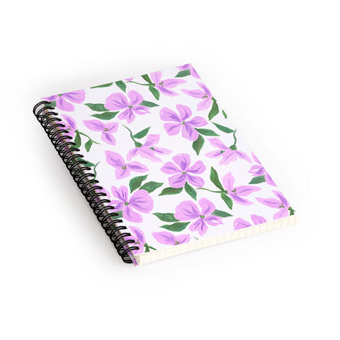 LouBruzzoni Lilac gouache flowers Spiral Notebook
