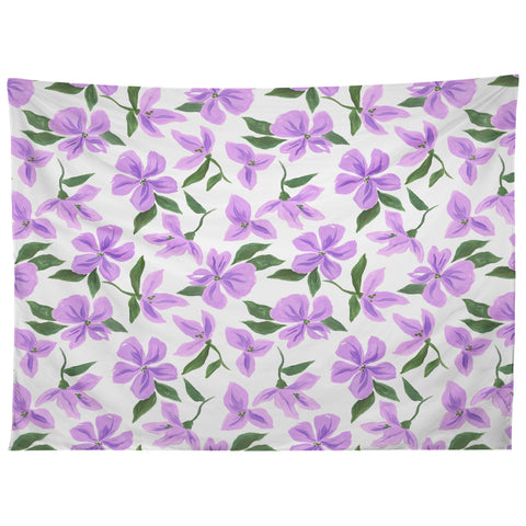 LouBruzzoni Lilac gouache flowers Tapestry