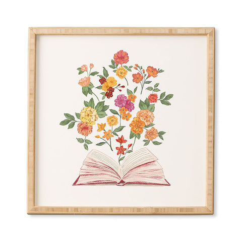 LouBruzzoni Open book blossom Orange Framed Wall Art