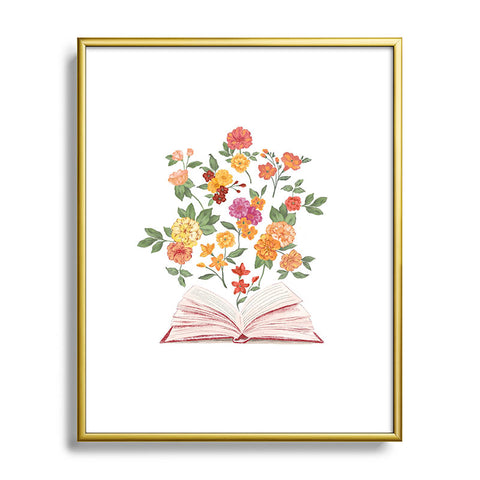 LouBruzzoni Open book blossom Orange Metal Framed Art Print