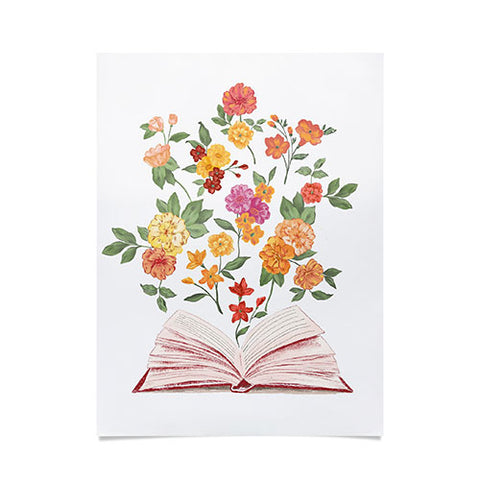 LouBruzzoni Open book blossom Orange Poster