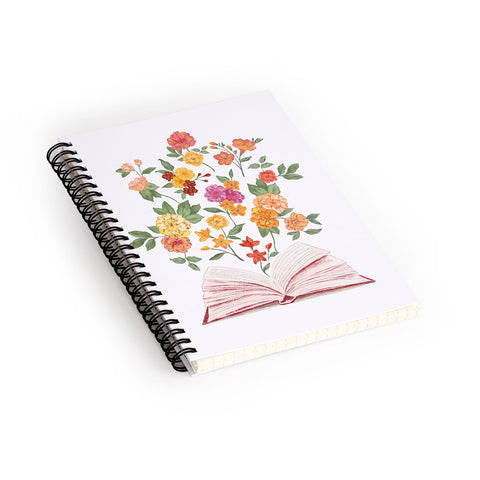LouBruzzoni Open book blossom Orange Spiral Notebook