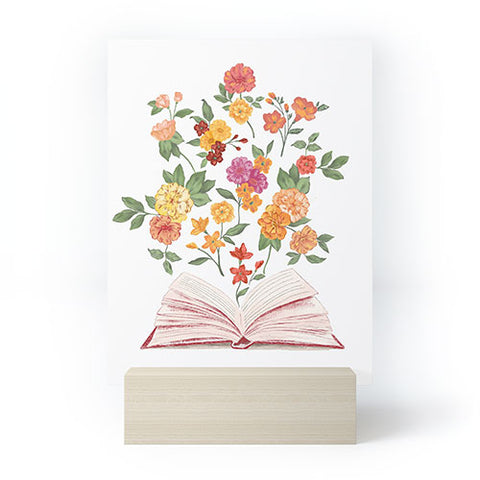 LouBruzzoni Open book blossom Orange Mini Art Print