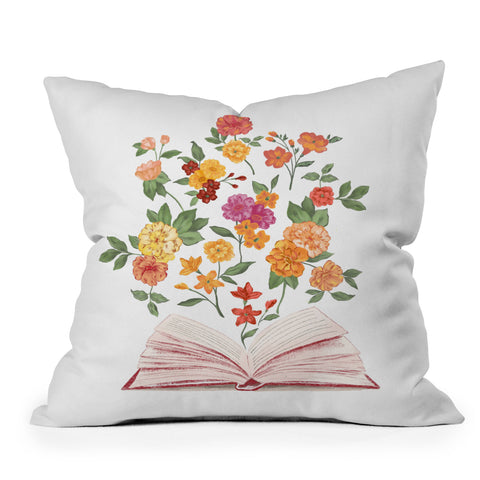 LouBruzzoni Open book blossom Orange Outdoor Throw Pillow