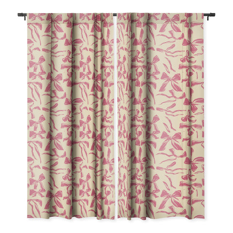 LouBruzzoni Pink bow pattern Blackout Window Curtain