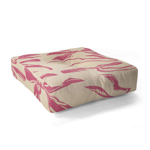 LouBruzzoni Pink bow pattern Floor Pillow Square