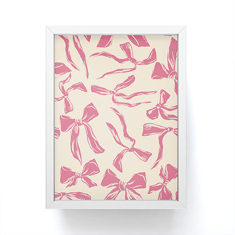 LouBruzzoni Pink bow pattern Framed Mini Art Print
