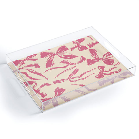 LouBruzzoni Pink bow pattern Acrylic Tray