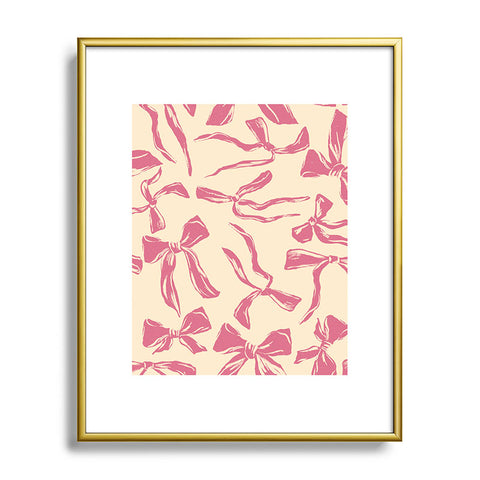 LouBruzzoni Pink bow pattern Metal Framed Art Print