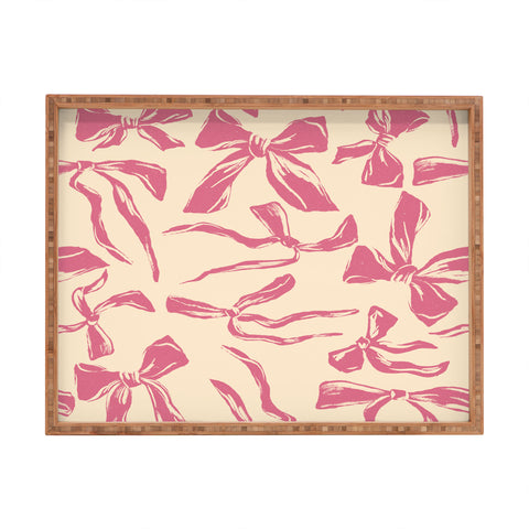 LouBruzzoni Pink bow pattern Rectangular Tray