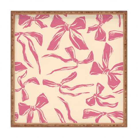 LouBruzzoni Pink bow pattern Square Tray